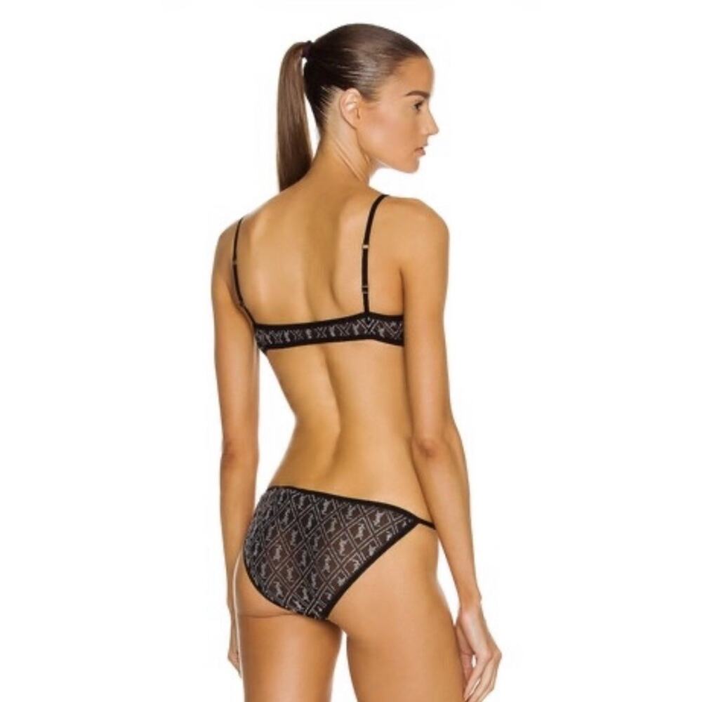 NWT Saint Laurent Cassandre Rhinestone Bralette Black XS NWT Crystal Logo - Picture 7 of 15